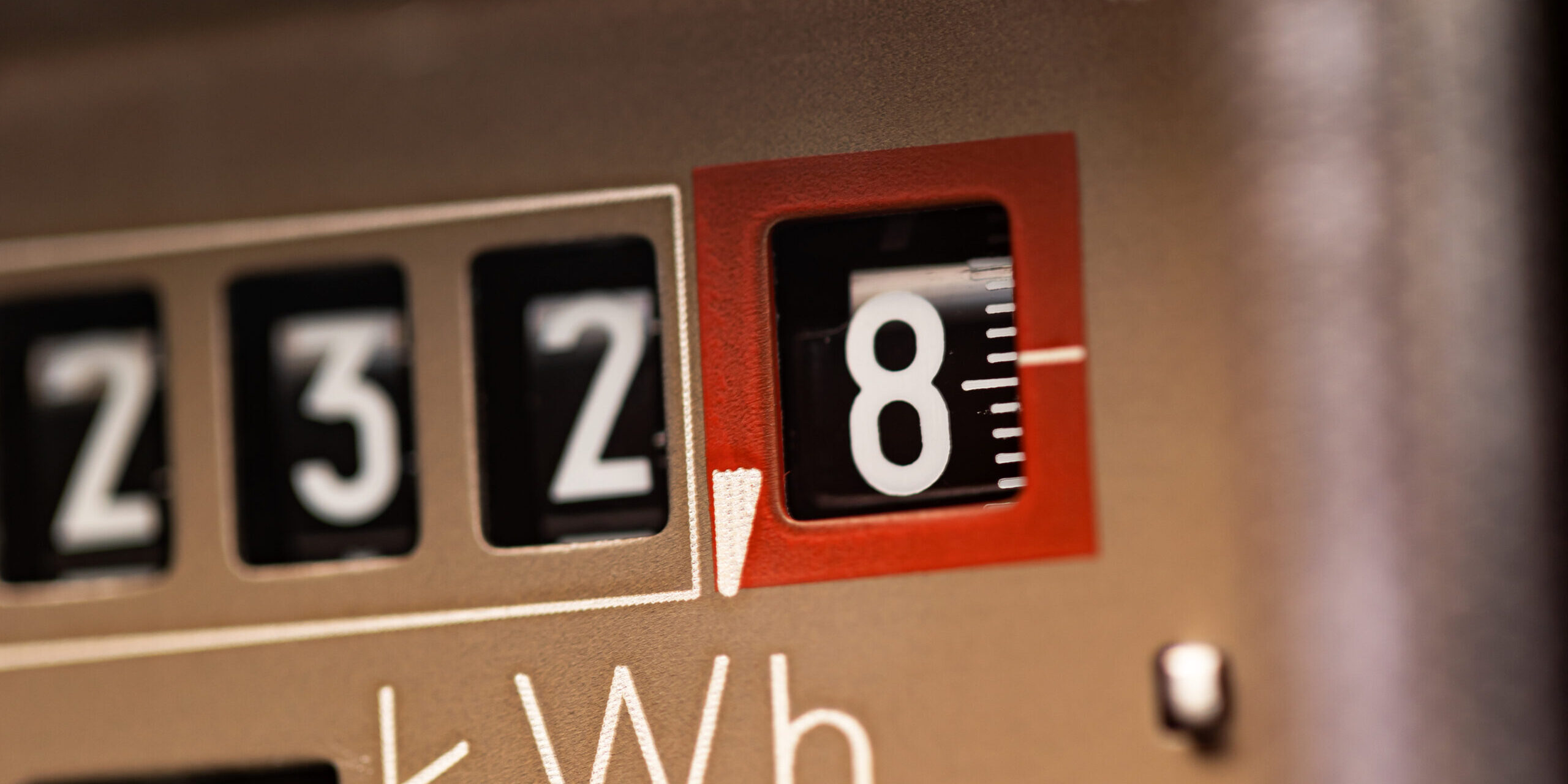 Analog electricity meter for households. Measuring used electricity in kWh ( kilowatt hour )